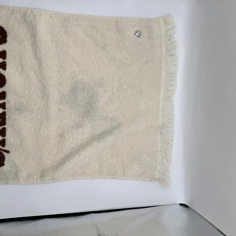 Shoney's Golf Towel Cream Brown Vintage Fringed Logo Restaurant Promo